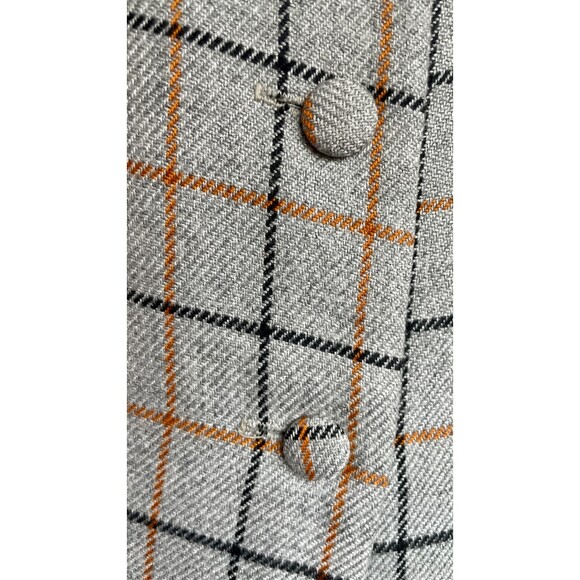 VTG Alex Colman Gray Plaid Wool Blazer Preppy Mandarin Collar Orange Liner - Picture 9 of 11